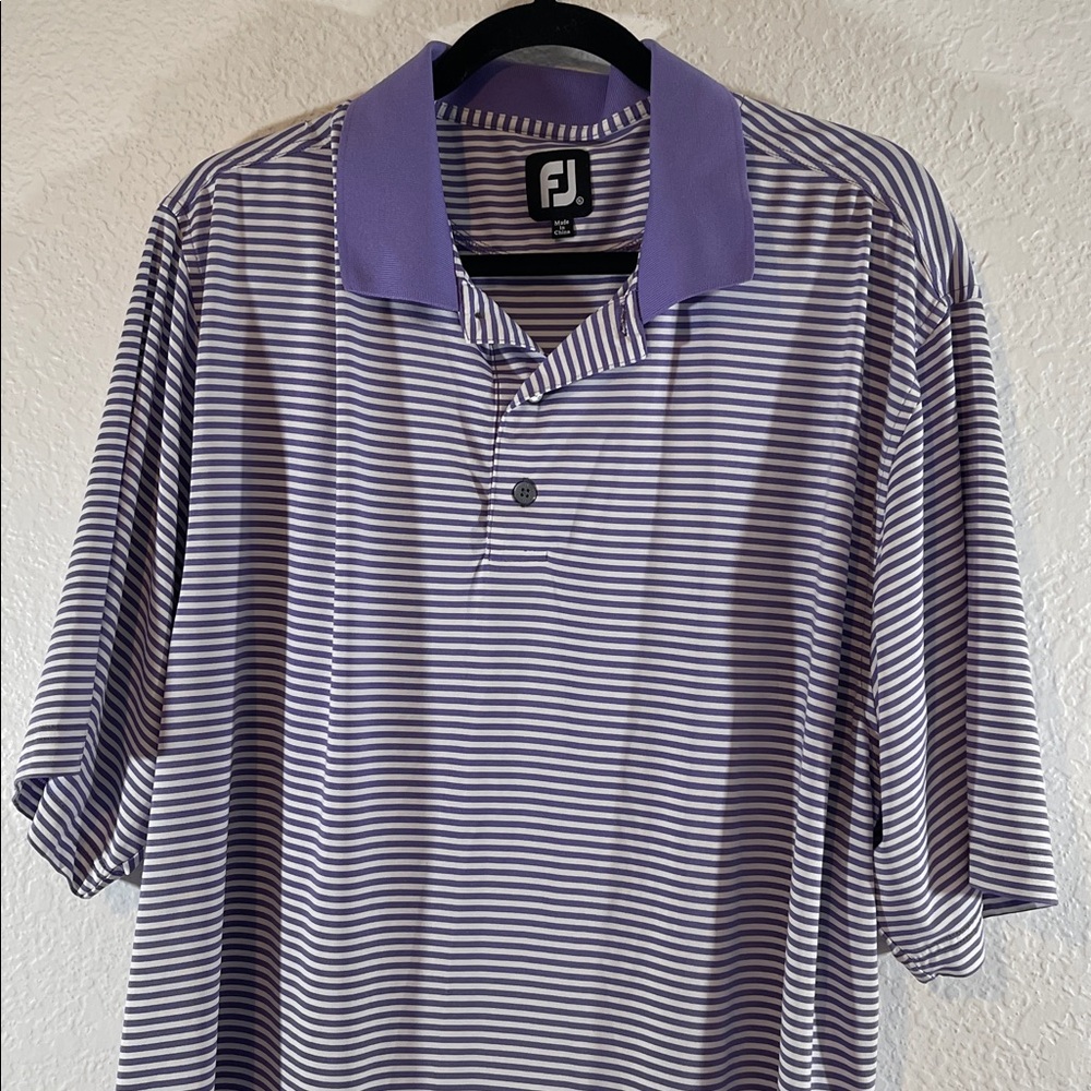 Footjoy FJ Golf Polo Shirt Purple White Short Sleeve Modern Logo Size XL - Picture 2 of 8